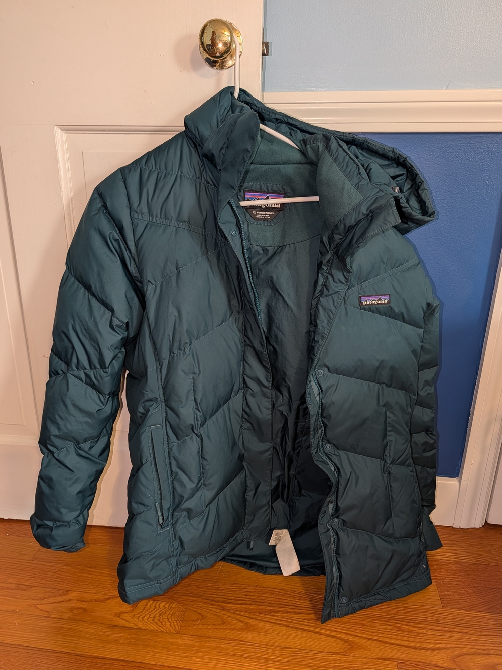 Patagonia Men's Dark Teal Hooded Puffer Jacket